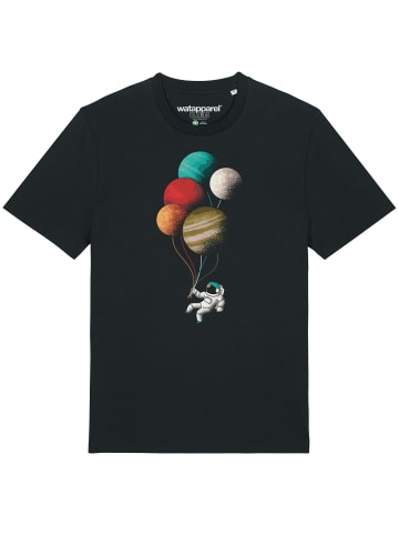 wat? Apparel T-Shirt Balloon Spaceman in Schwarz