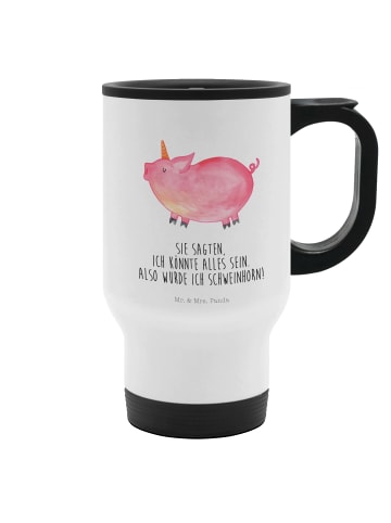 Mr. & Mrs. Panda thermosbecher Einhorn Schwein mit Spruch in Weiß