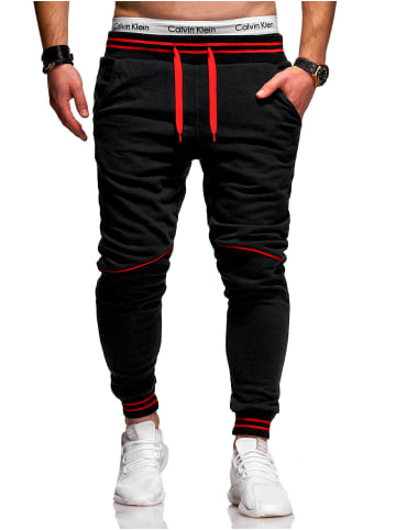 behype Jogginghose STRIPE in schwarz-rot