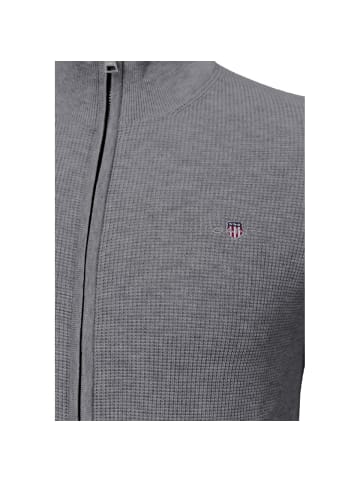 Gant Strickjacke Micro Textured Cotton Zip in dunkelgrau