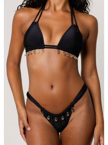 Moda Minx Bikinioberteil Gold Shells Double Strap Triangle Top in Black