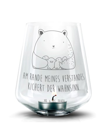 Mr. & Mrs. Panda Windlicht Glas Bär Gefühl mit Spruch in Transparent