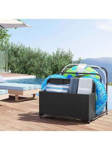 COSTWAY Pool Aufbewahrungskorb mit Rollen in Schwarz