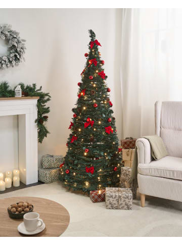 Beliani Weihnachtsbaum PINEORA in Grün/Rot - (W) 80 x (H) 185 x (L) 80 cm