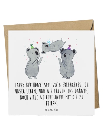 Mr. & Mrs. Panda Einladungskarte 2016 Geburtstag mit Spruch in Weiß