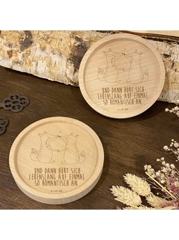 Mr. & Mrs. Panda Holz Untersetzer Füchse Liebe mit Spruch in Transparent