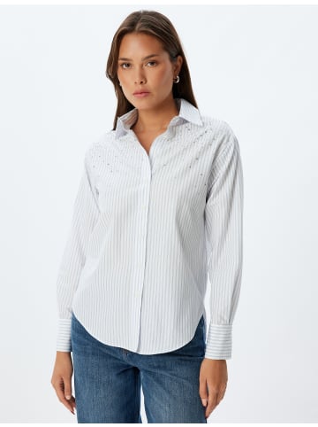 KOTON Shirt in Blau Gestreift