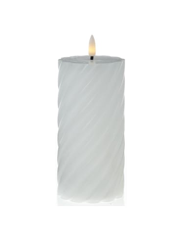 MARELIDA LED Kerze TWIST Echtwachs gedreht flackernd H: 17,5cm in weiß
