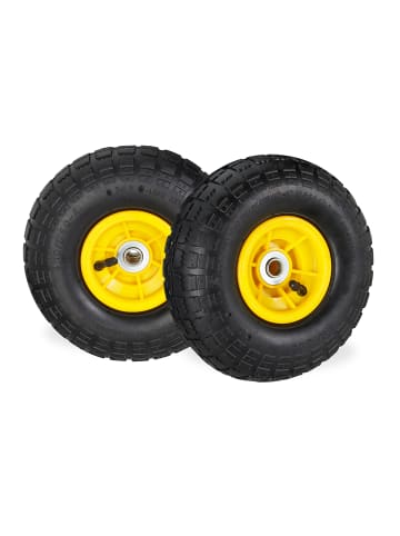 relaxdays 8x Sackkarrenrad in Schwarz-Gelb - (H)85 x Ø260 mm