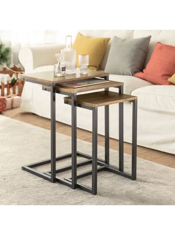 SoBuy Beistelltisch-Set in Kaffeebraun - (W) 30 x (H) 61 x (L) 46 cm