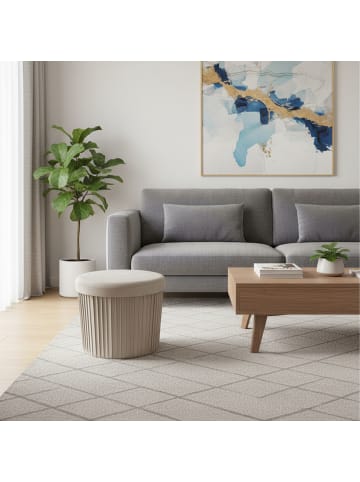 relaxdays Hocker in Beige - (H)38 x Ø 38 cm