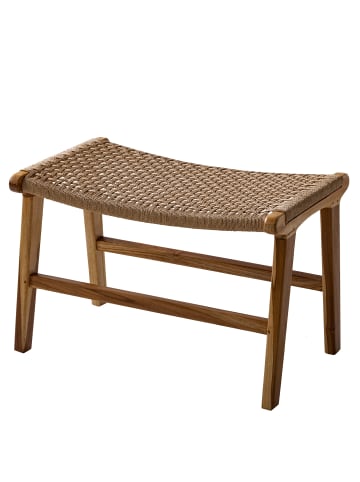 home24 home24 Hocker (1er Set) - Teak - Papiergeflecht & Massivholz Teak - 65.0 x 44.0 x 35.0 cm in Teak