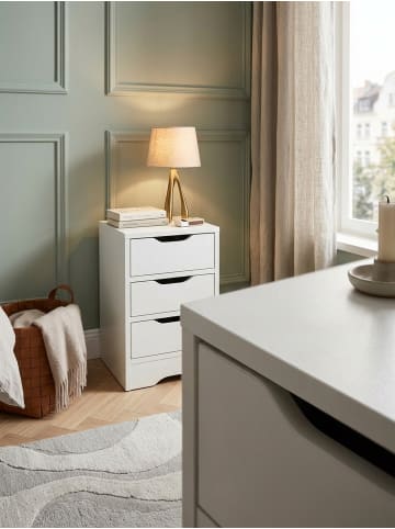 KADIMA DESIGN Nachtkonsole: Modernes Design, 3 Schubladen, große Ablagefläche in Weiß