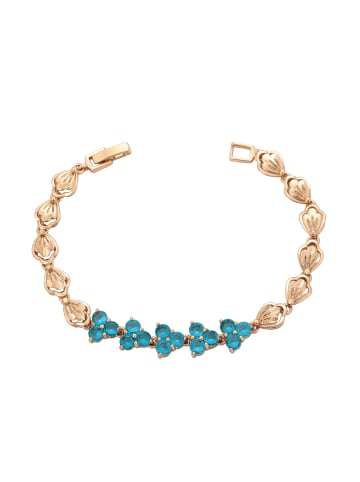 faina Women Bracelet With Rhinestones in Rose Gold Turquoise