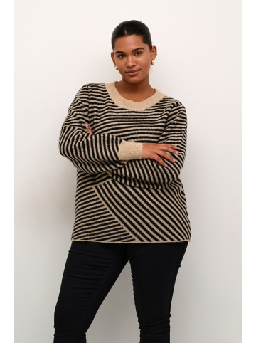 KAFFE curve Strickpullover KCverina in Feather Gray Melange / Black
