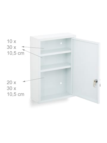relaxdays Medizinschrank in Weiß – (B)30 x (H)45 x (T)12 cm
