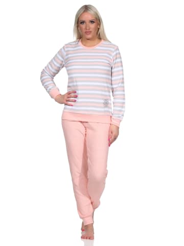 NORMANN Frottee Schlafanzug lang Pyjama in rosa