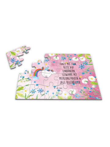 Mr. & Mrs. Panda Puzzle Einhorn Fliegendes Pferd mit Spruch in Rot Pastell