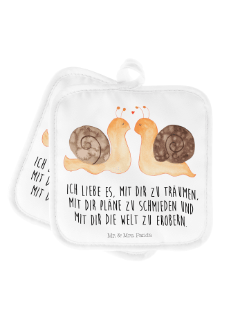 Mr. & Mrs. Panda Topfuntersetzer Schnecken Liebe mit Spruch in Weiß