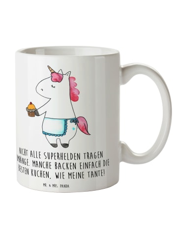 Mr. & Mrs. Panda Kaffeepott Super Tante mit Spruch in Weiß