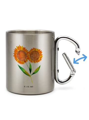 Mr. & Mrs. Panda Edelstahltasse Blume Sonnenblume ohne Spruch in Silber