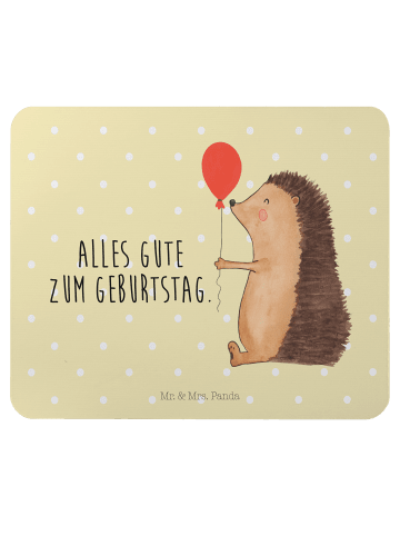 Mr. & Mrs. Panda Mauspad Igel Luftballon mit Spruch in Gelb Pastell