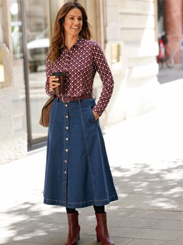 WITT WEIDEN Poloshirt in burgund-ecru-bedruckt