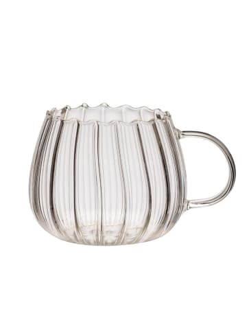 ZOHA 2er Set Glas Riffle Cup Kaffeeglas 400 ml in Transparent