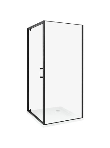 Beliani Duschkabine DARLI in Transparent/Schwarz - (W) 90 x (H) 185 x (L) 90 cm
