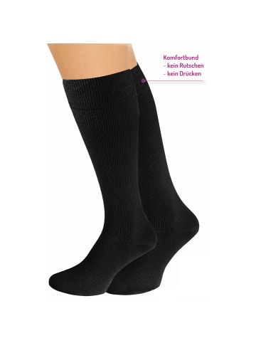 FußGut Baumwolle Unisex Stützkniestrümpfe, 3 Paar in schwarz