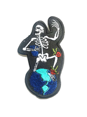 Catch the Patch Saufendes Skelett BikerApplikation Bügelbild inSchwarz