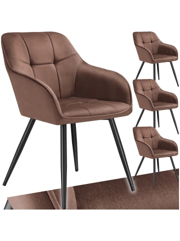 tectake Polstersessel gepolstert, in Samtoptik, gesteppt, 58 x 62 x 82 cm