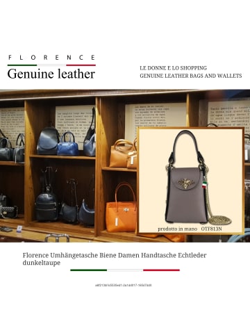 Florence Leder Umhängetasche Florence Tasche braun, taupe ca. 13cm