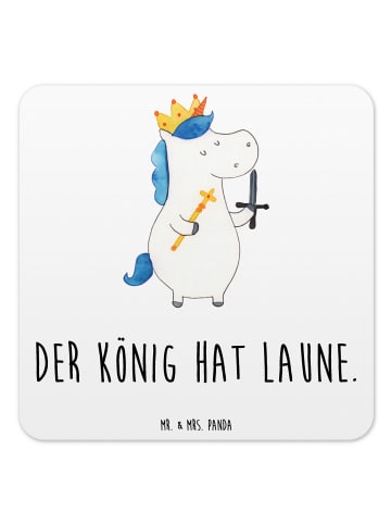 Mr. & Mrs. Panda Gläseruntersetzer Einhorn König mit Schwert mit... in Weiß