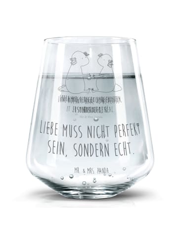 Mr. & Mrs. Panda Gravur Glas Axolotl Liebe mit Spruch in Transparent