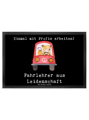 Mr. & Mrs. Panda Gummimatte Fahrlehrer Leidenschaft mit Spruch in Schwarz