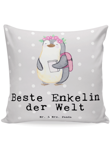 Mr. & Mrs. Panda Kissen 40x40 Pinguin Beste Enkelin der Welt mit... in Grau Pastell