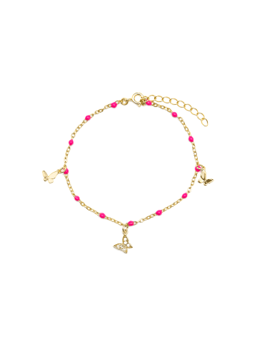 Luxenter Armband aus 925er Sterlingsilber und rosa lackiert, mit 18K Gelbgold-Finish