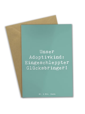 Mr. & Mrs. Panda Grußkarte Spruch Adoptivkind Glücksbringer mit ... in Meeresbrise