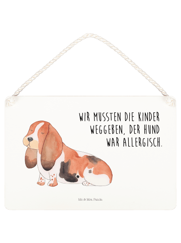 Mr. & Mrs. Panda Deko Schild Hund Basset Hound mit Spruch in Weiß