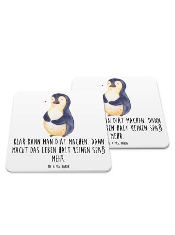 Mr. & Mrs. Panda Untersetzer Pinguin Diät mit Spruch in Weiß