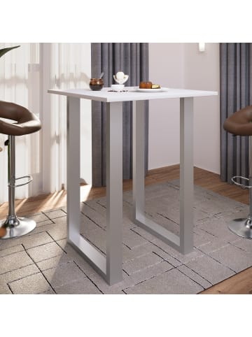 VCM  Holz Bartisch Stehtisch Xona 80x80 in Silber / Weiß