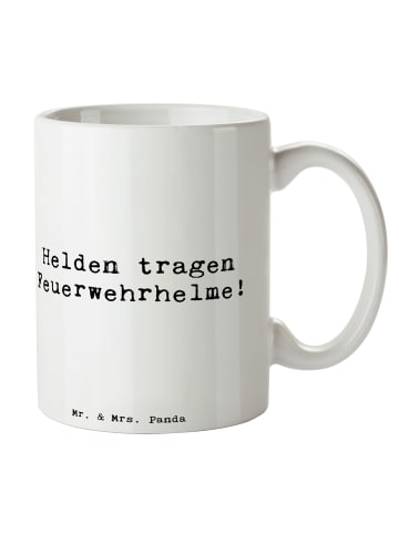 Mr. & Mrs. Panda Trinkbecher Spruch Feuerwehrmann Helden mit Spruch in Weiß