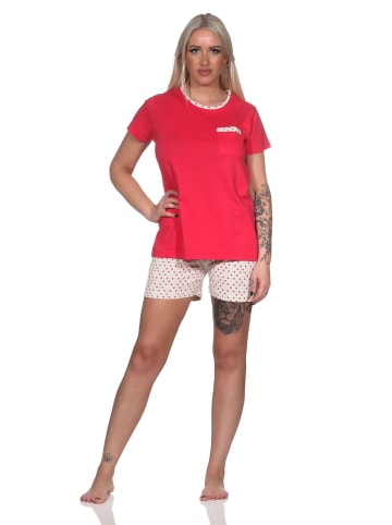 NORMANN Schlafanzug kurzarm Pyjama Shorty Tupfen Punkte Optik - 86439 in pink