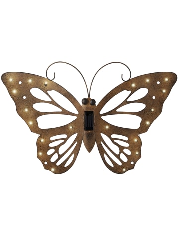 MARELIDA LED Solar Wanddeko Schmetterling in Rostoptik H: 35cm in kupfer