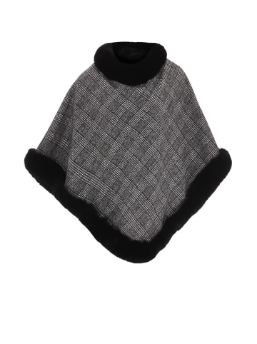 fraully Poncho in Grau Kariert