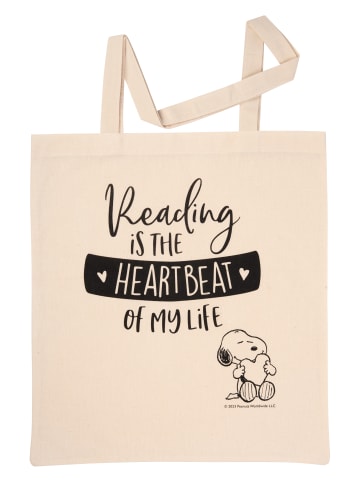 United Labels The Peanuts Snoopy Stoffbeutel - Reading is the heartbeat of my life in beige