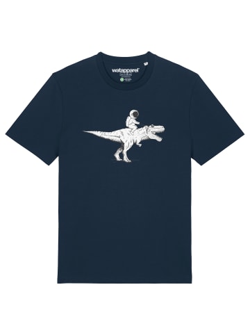 wat? Apparel T-Shirt Astronaut on T-Rex in Dunkelblau