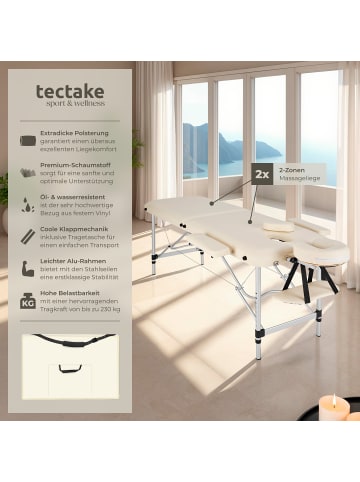 tectake 2 Zonen Massageliege  205 x 95 x 89 cm, beige