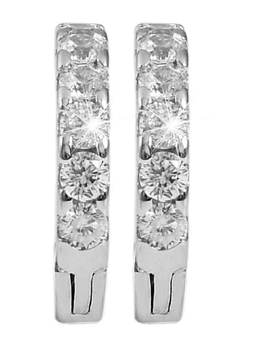 Adeliás Damen Ohrringe – Klappcreole aus 925 Silber mit Zirkonia in silber